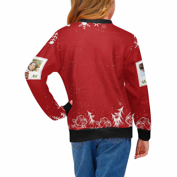 Custom Photo Ugly Christmas Sweaters Christmas Photo Frame Personalised Girl's All Over Print Crew Neck Sweater