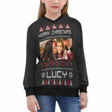 Custom Sweater Photo&Name Merry Christmas Personalized Girls' All Over Print V-Neck Sweater Custom Photo Ugly Christmas Sweater