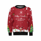 Custom Sweaters with Text Ugly Christmas Sweater Merry Christmas Personalised Girl's All Over Print Crew Neck Sweater