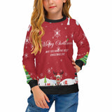 Custom Sweaters with Text Ugly Christmas Sweater Merry Christmas Personalised Girl's All Over Print Crew Neck Sweater