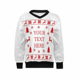 Custom Text Sweater Christmas Personalized Girls' All Over Print V-Neck Sweater Custom Ugly Christmas Sweater With Text