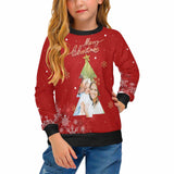 Personalized Ugly Christmas Sweater Custom Photo Christmas Tree Girl's All Over Print Crew Neck Sweater Ugly Sweater With Photo