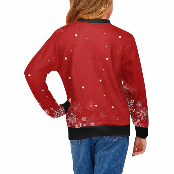 Personalized Ugly Christmas Sweater Custom Photo Christmas Tree Girl's All Over Print Crew Neck Sweater Ugly Sweater With Photo