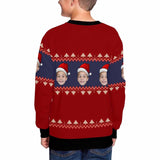 Custom Face Three Christmas Hats Kids' All Over Print Fuzzy Sweatshirt