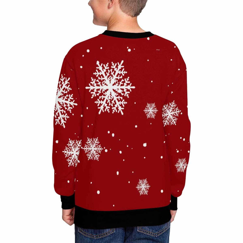 Custom Name Christmas Antlers Snowflake Kids' All Over Print Fuzzy Sweatshirt