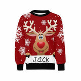 Custom Name Christmas Antlers Snowflake Kids' All Over Print Fuzzy Sweatshirt