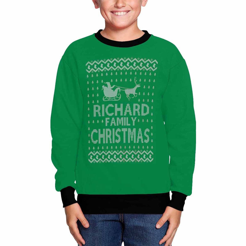 Custom Name Christmas Family Kids' All Over Print Fuzzy Sweatshirt