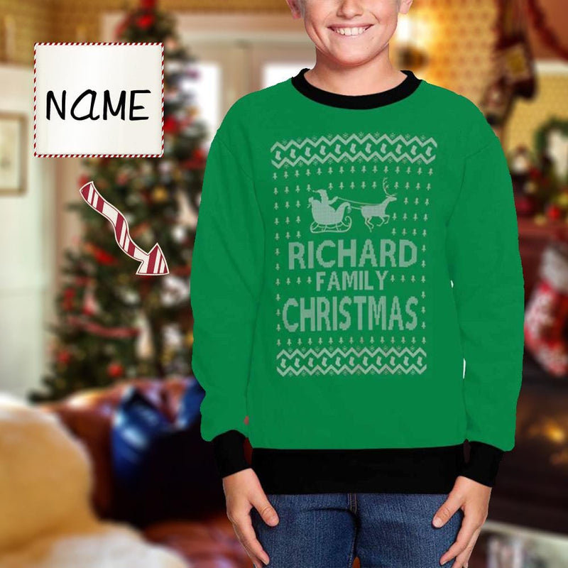 Custom Name Christmas Family Kids' All Over Print Fuzzy Sweatshirt