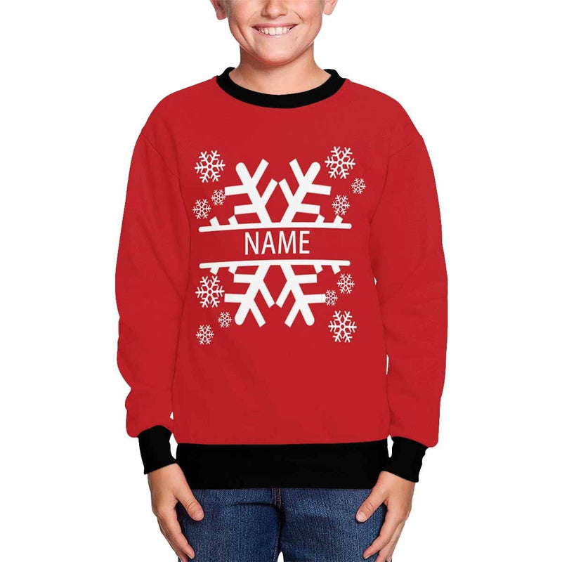 Custom Name Christmas Snowflake Kids' All Over Print Fuzzy Sweatshirt