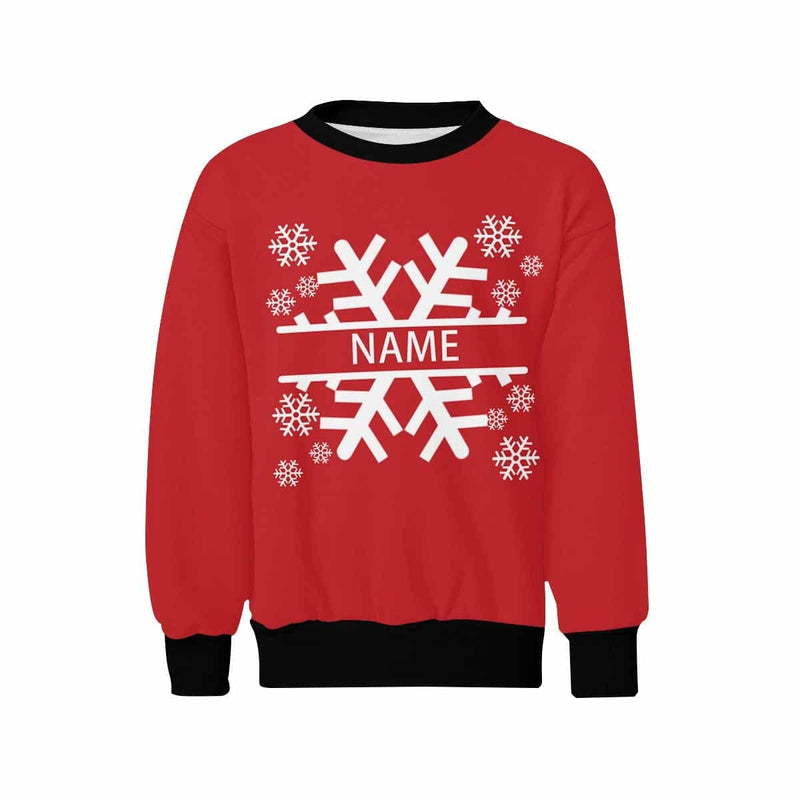 Custom Name Christmas Snowflake Kids' All Over Print Fuzzy Sweatshirt