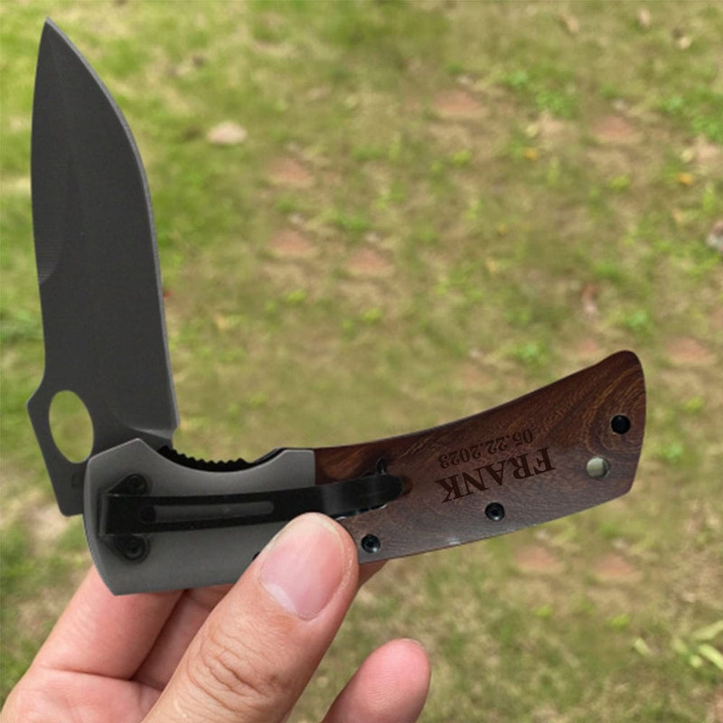 Custom Text Folding Camping Knife Unique Father's Day Gifts