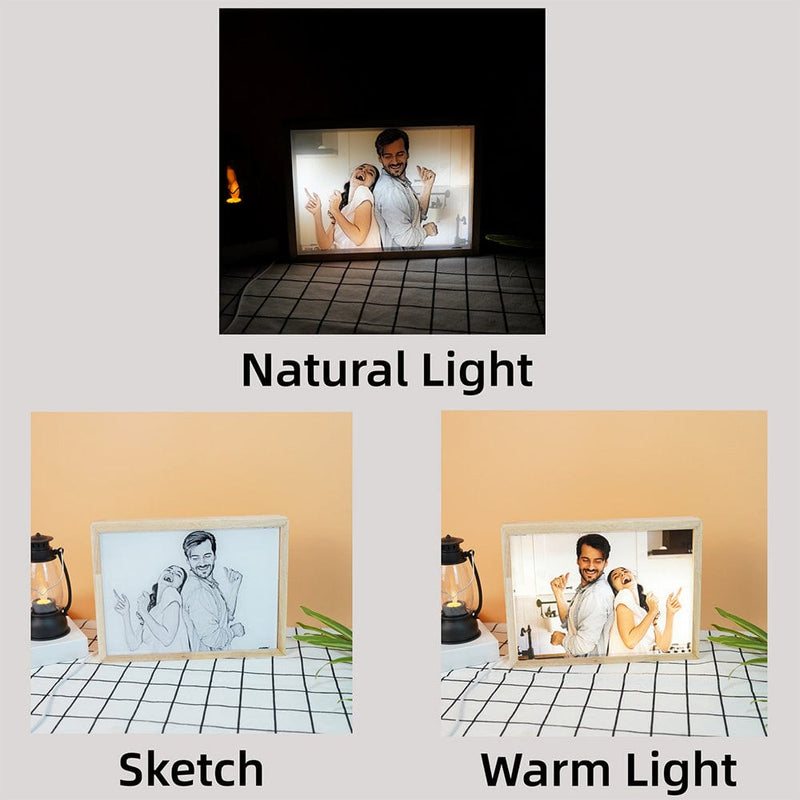 Custom Photo Night Light Gift LED Light Sketch Painting Frame