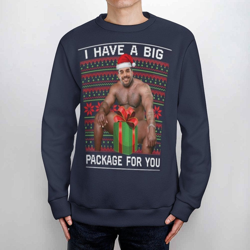 Custom Face Round Neck Sweater for Men Custom Ugly Christmas Sweater With Photo Long Sleeve Lightweight Sweater Tops