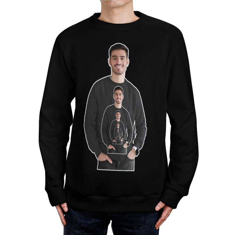 Custom Sweaters Photo Round Neck Men's Black Sweater Design Your Own Sweater Long Sleeve Lightweight Sweater Tops Personalized Ugly Sweater With Photo