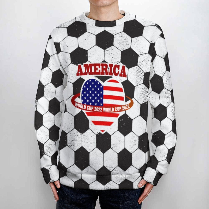 Custom Sweater Country Name&Flag World Cup Soccer Football Long Sleeve Lightweight Round Neck Sweater Tops for Men Personalized Ugly Sweater