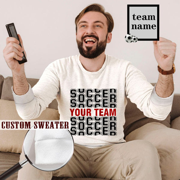 Custom Team Name Round Neck Sweater for Men Ugly Sweater FIFA World Cup Soccer Football Long Sleeve Lightweight Sweater Tops