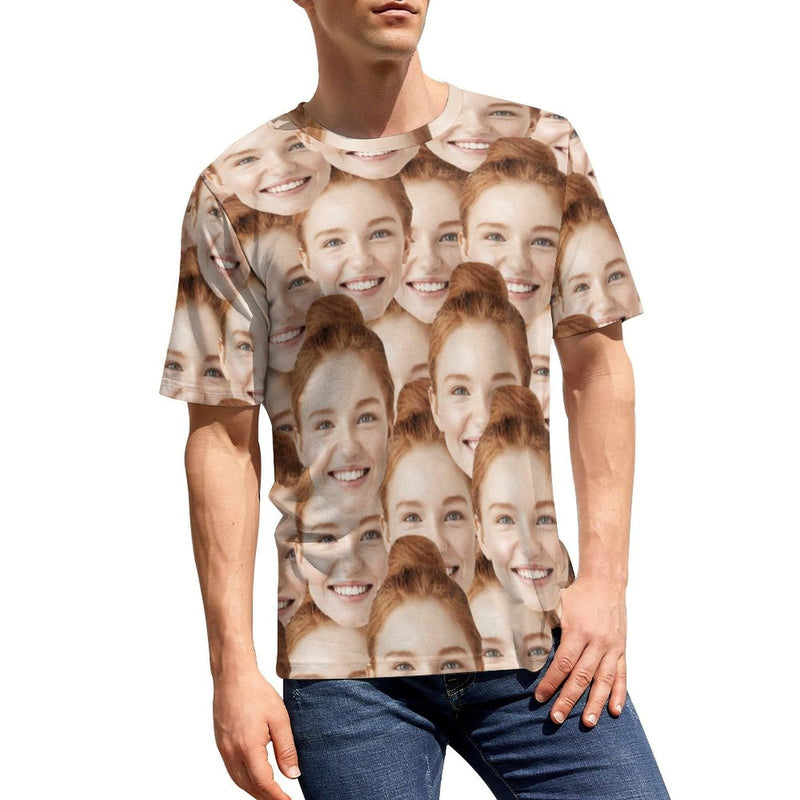 [Best Selling] Customised Face Shirt Design Seamless Men's All Over Print T-shirt for Anniversary Gift