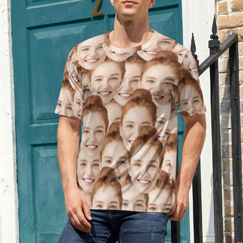 [Best Selling] Customised Face Shirt Design Seamless Men's All Over Print T-shirt for Anniversary Gift