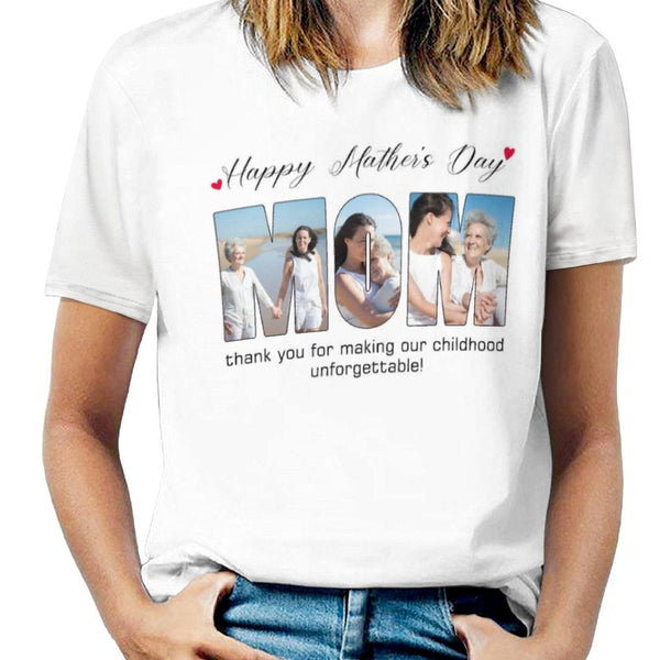 [Upload 3 Photo] Custom Happy Mother's Day Father's Day Family Photo Collage Light Shirts Gift For Mom/Dad/Grandma/Grandpa