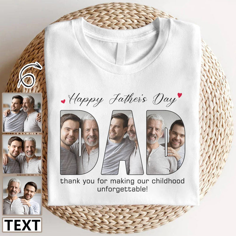 [Upload 3 Photo] Custom Happy Mother's Day Father's Day Family Photo Collage Light Shirts Gift For Mom/Dad/Grandma/Grandpa