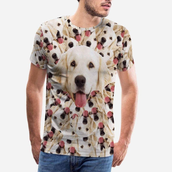 Custom Pet Face Smash Shirt with Pictures Men's All Over Print T-shirt Put Your Dog on A Shirt for Him