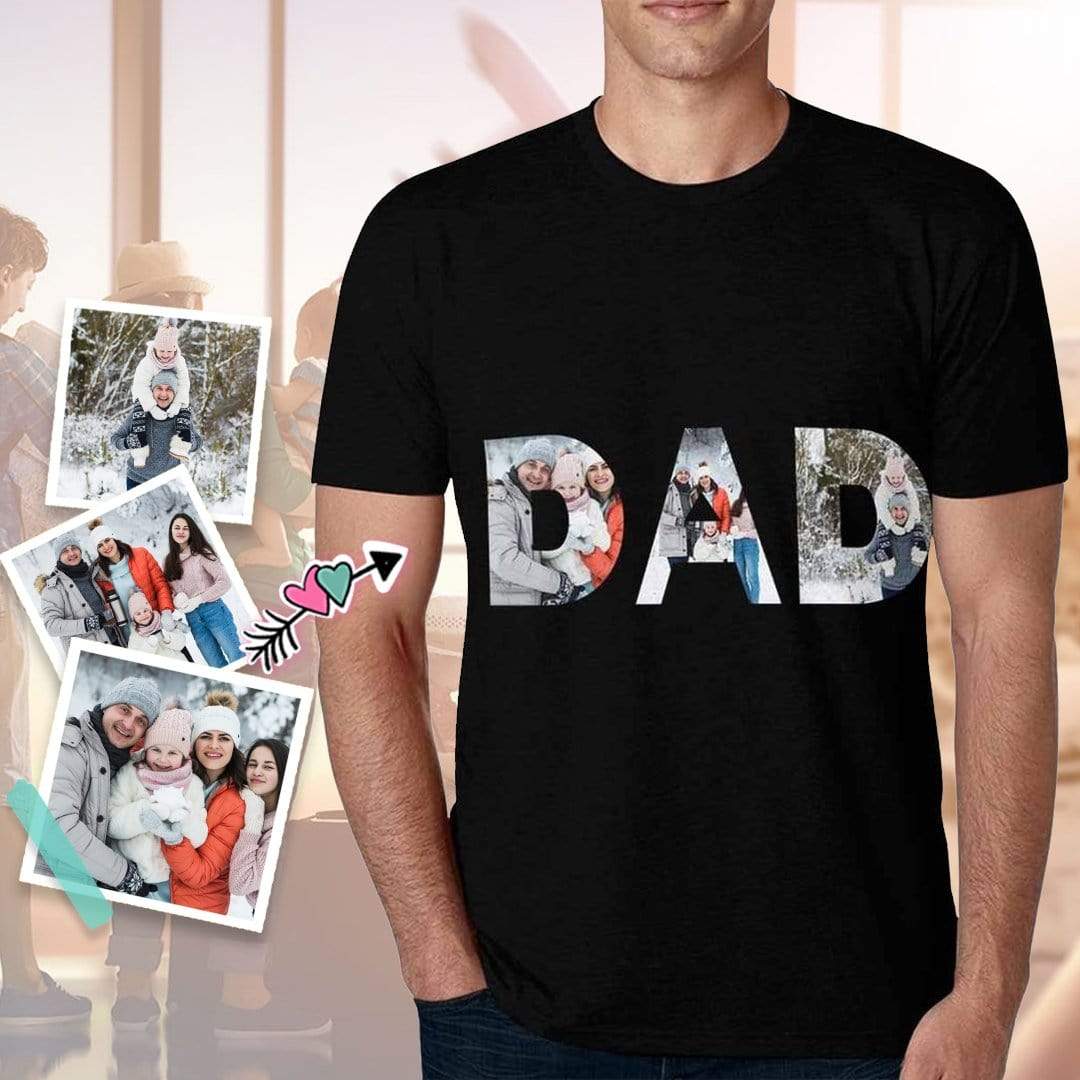 Custom Photo Dad Shirts with Personalized Pictures Men's All Over Print T-shirt for Father