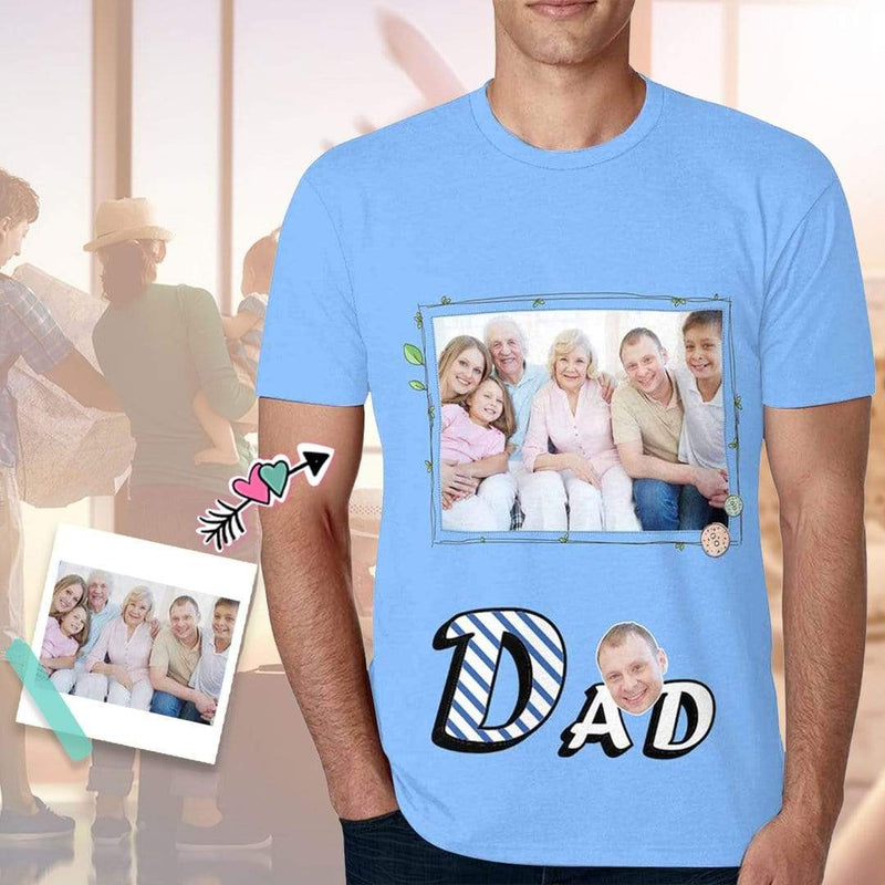 Custom Shirts with Family Photo Men's All Over Print T-shirt with Personalized Pictures for Father's Day