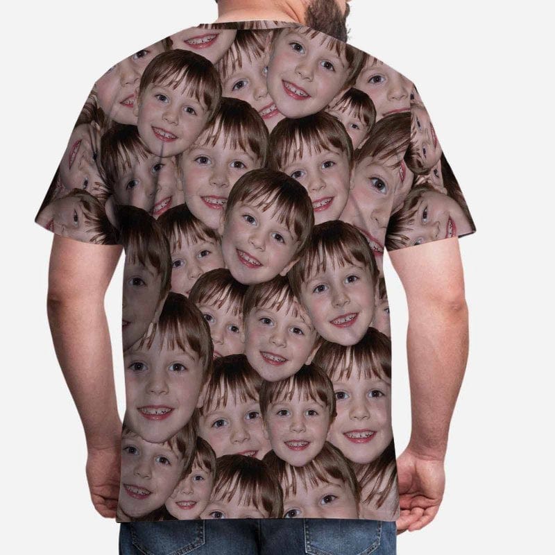 Custom Son Face Shirt Seamless Men's All Over Print T-shirt Put Your Face on Tee for Father's Day