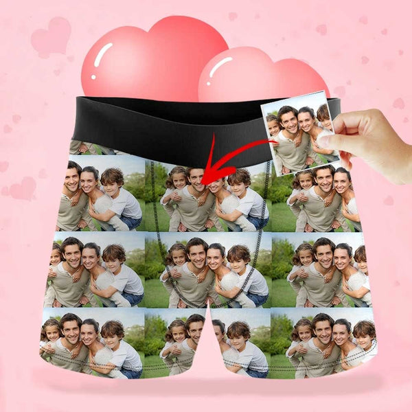 Custom Photo Family Men's Underwear Personalized Boxer Briefs Gift