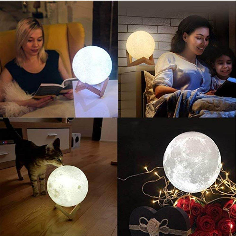 Custom Photo&Text 16 Colors LED 3D Printing Moon Lamp with Stand & Remote/Touch Control and USB Rechargeable