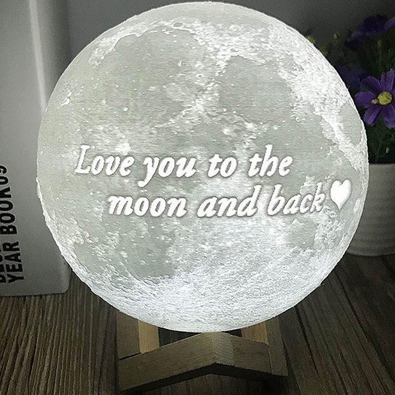 Custom Photo&Text 16 Colors LED 3D Printing Moon Lamp with Stand & Remote/Touch Control and USB Rechargeable