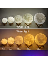 Custom Photo&Text 16 Colors LED 3D Printing Moon Lamp with Stand & Remote/Touch Control and USB Rechargeable