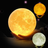 Custom Photo&Text 16 Colors LED 3D Printing Moon Lamp with Stand & Remote/Touch Control and USB Rechargeable