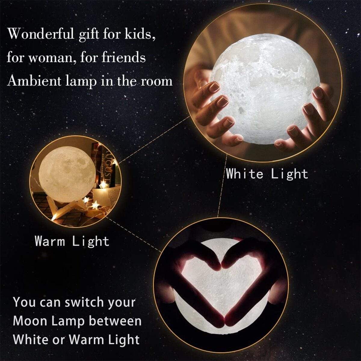 Custom Face Best Dad Engraved Moon Lamp