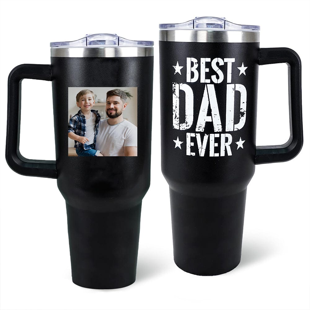 Custom Photo 40oz Stainless Steel Travel Tumbler with Handle and Straw Lid Large Capacity Car Cup Father's Day Gifts