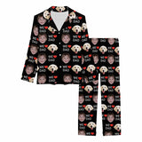 Custom 2 Photo Face Pajamas Happy Father's Day For We DAD Men's Long and Short Pajama Set Gift For Family