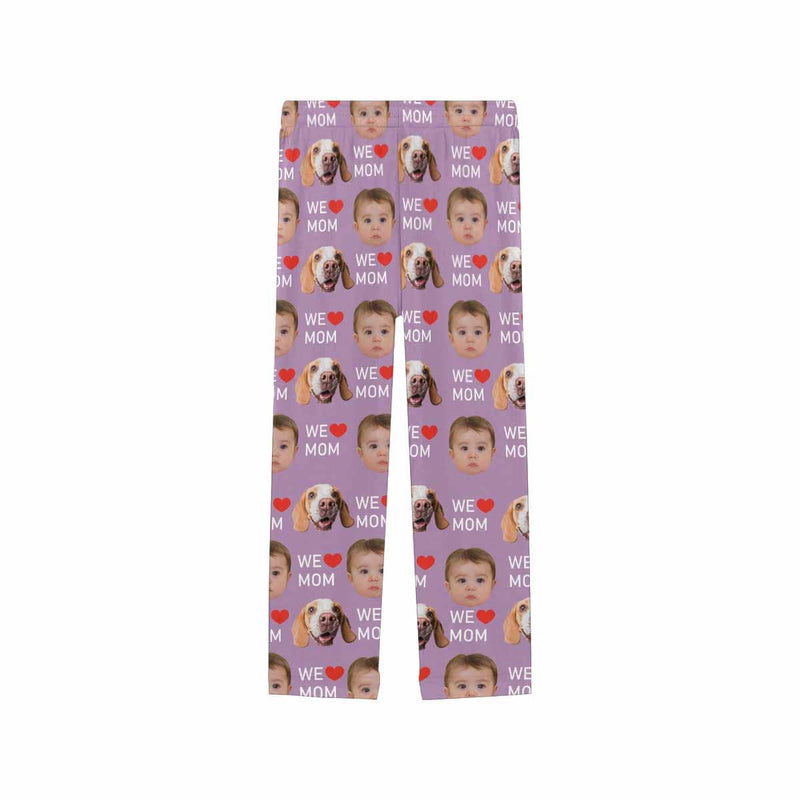 Custom 2 Photo Face Pajamas Happy Mother's Day Father's Day For We MOM&DAD Men's Long Pajama Pants Gift For Family