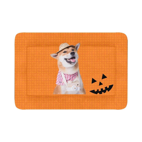 Custom Photo Pumpkin Grid Pet Pad