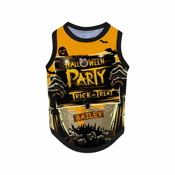 Personalized Pet Clothes Dog T Shirt With Your Photo&Name Halloween Party Pet Tank Top