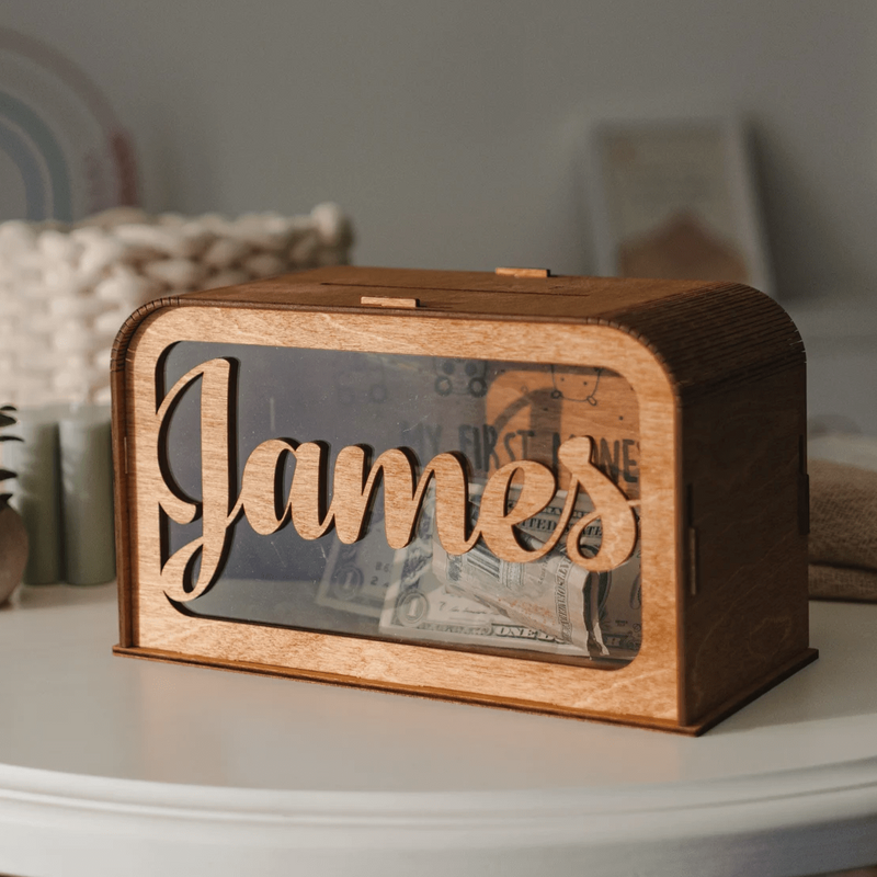 Custom Wooden Piggy Bank Handcrafted Personalized Name Money Bank Perfect Savings Gift for Kids