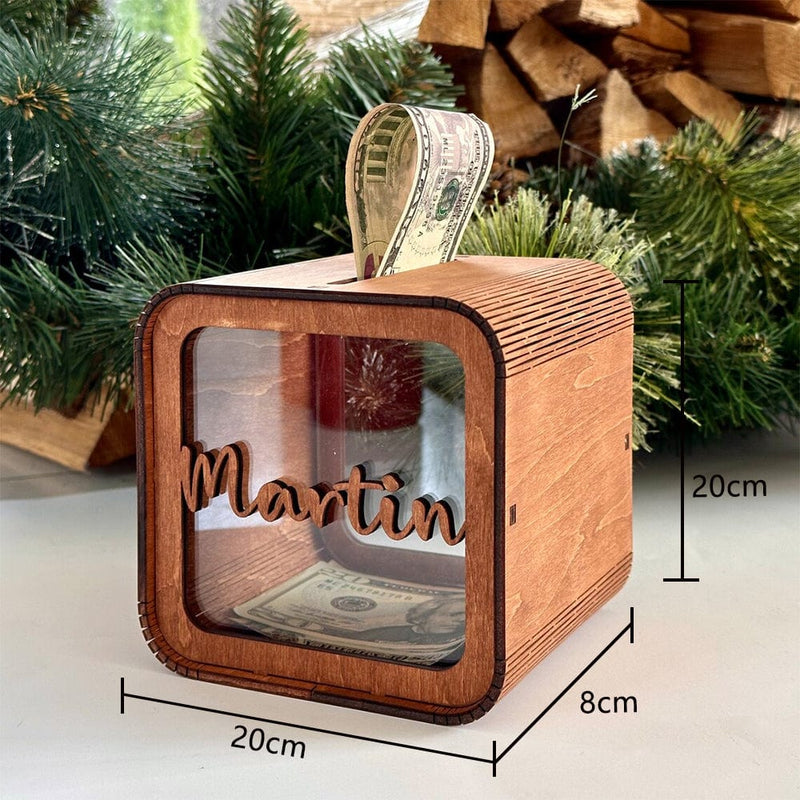 Custom Wooden Piggy Bank Handcrafted Personalized Name Money Bank Perfect Savings Gift for Kids