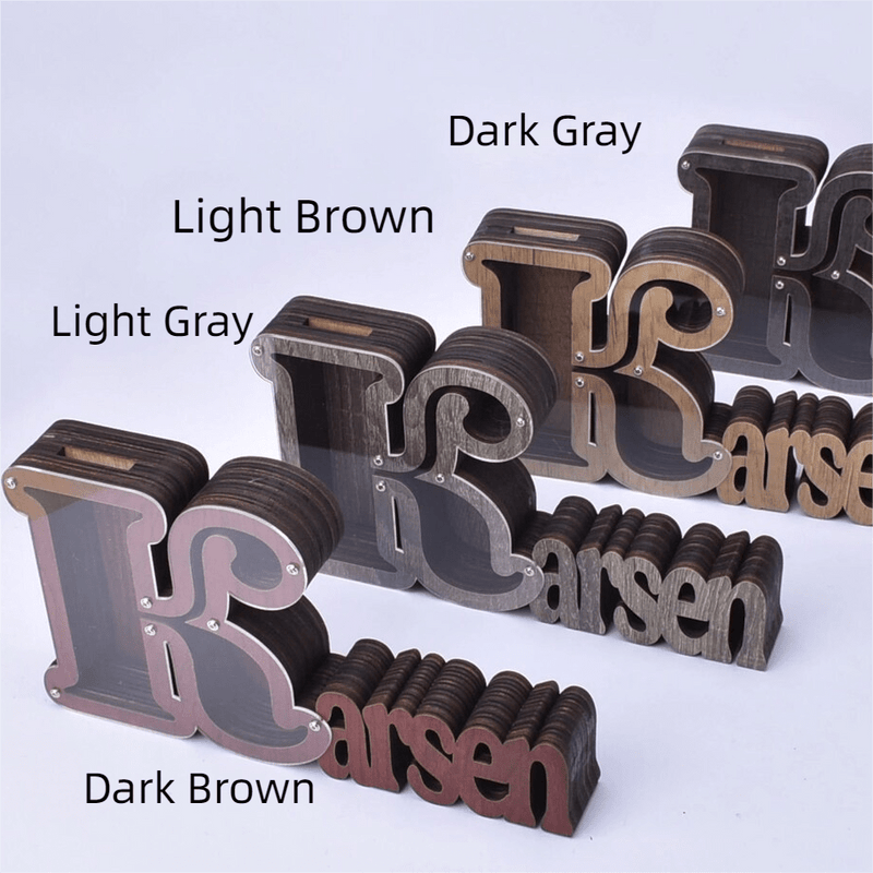 Personalized Letter Wooden Piggy Bank for Kids Custom Name Coin Bank Wood Alphabet Letter Bank Money Box