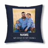 Custom Photo&Name Pillow Case Father's Day Blue Throw Pillow Cover