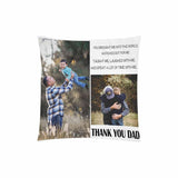 Pillow with Custom Photo Design Thank You Picture Throw Pillow Cover for Dad