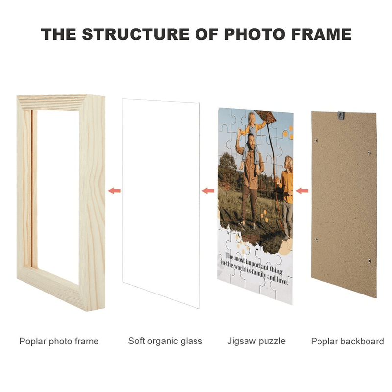 Custom Photo&Text Family Happy Time Solid Wood Jigsaw Puzzle Frame