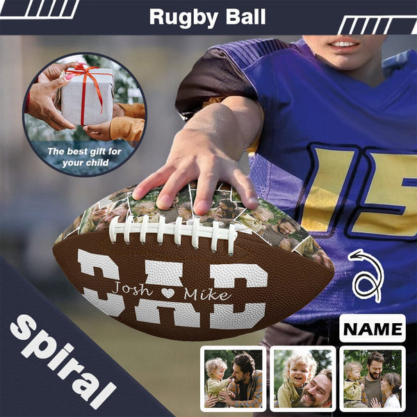 Custom Name&Photo Love Dad Rugby Ball Personalized Rugby Ball Gift for Any Rugby Ball Fan