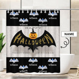 Custom Name Halloween Bat Shower Curtain 66inx72in