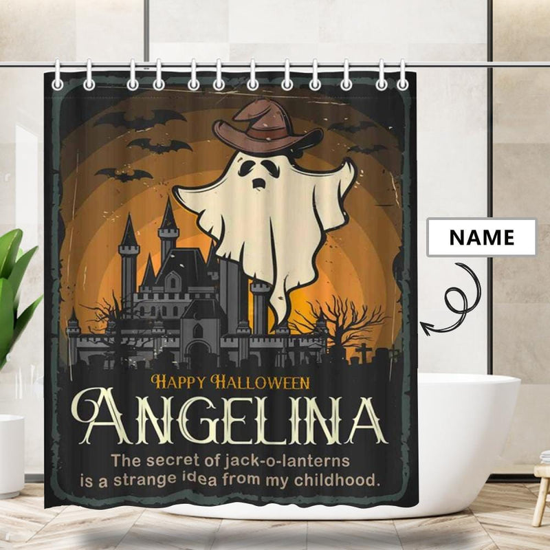 Custom Name Halloween Ghost Shower Curtain 66inx72in