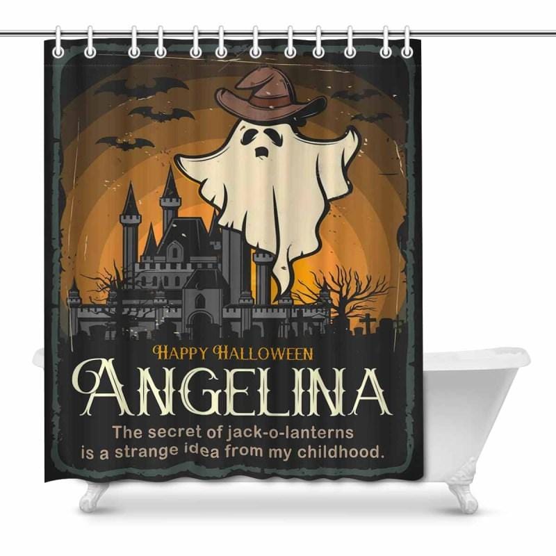 Custom Name Halloween Ghost Shower Curtain 66inx72in