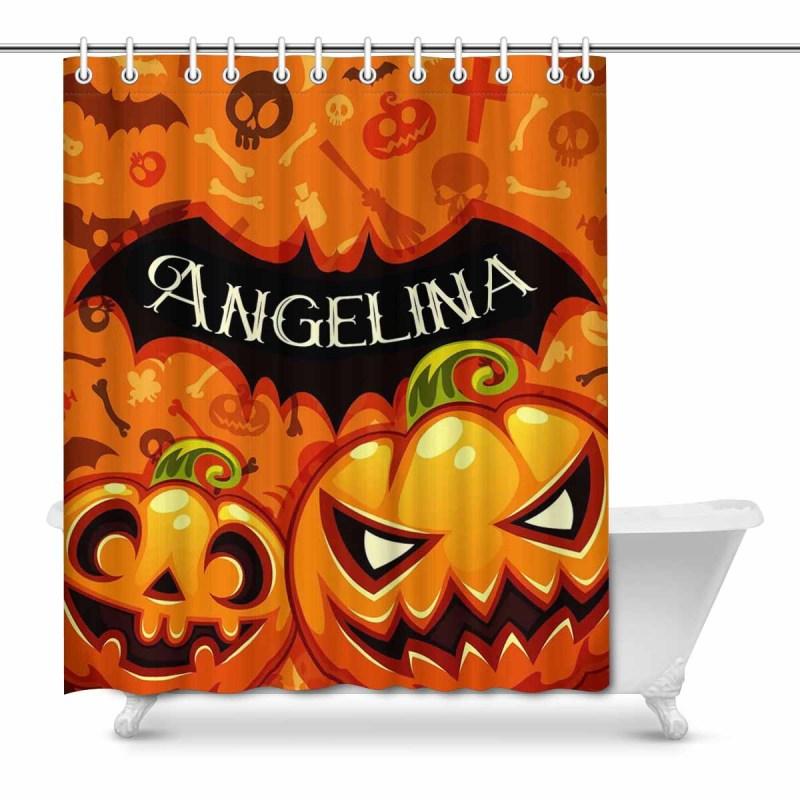 Custom Name Halloween Pumpkin Shower Curtain 66inx72in